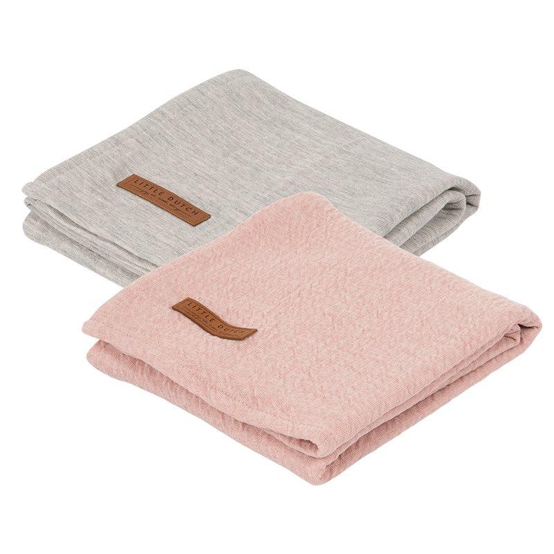 2-pack swaddles grey | pink Little Dutch Muslin Little Dutch