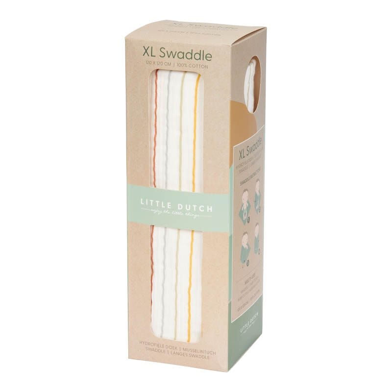 Musselina swaddle 120 cm vintage stripes Muslin Little Dutch
