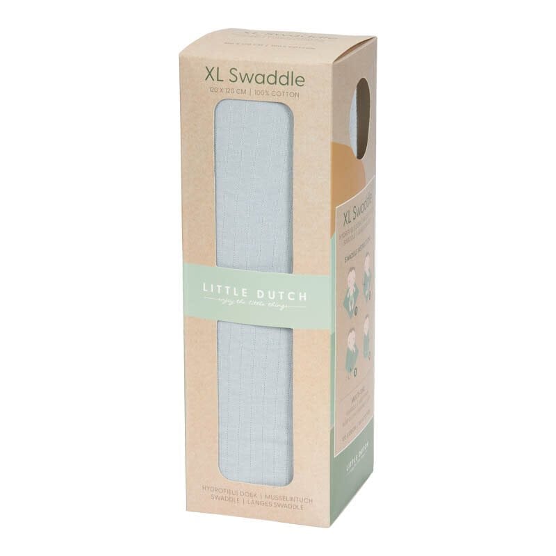 Musselina swaddle 120 cm pure soft blue Muslin Little Dutch