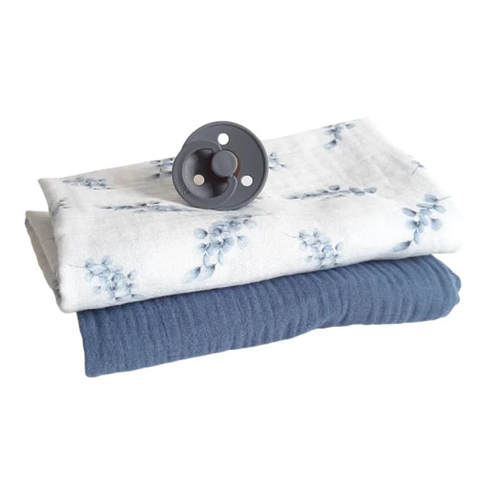 2 musselinas 30 x 50 cm folhinhas azuis Muslins Siepdesign