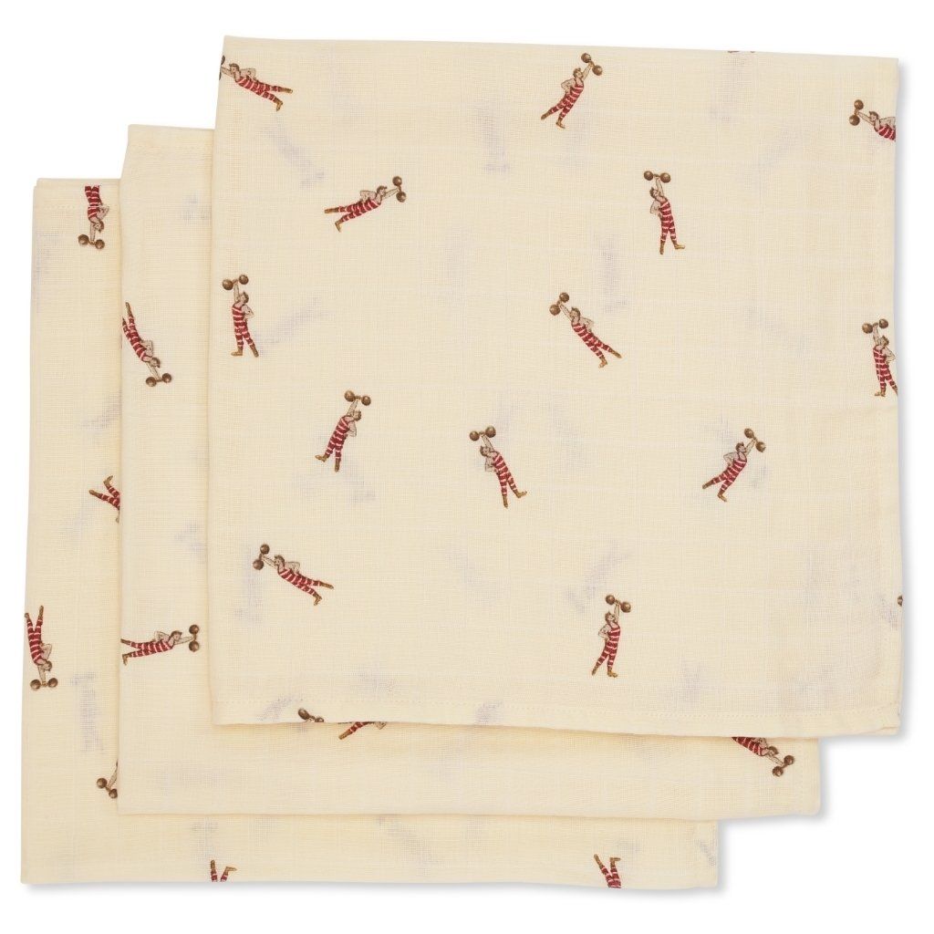 3 pack muslin cloth - strong man Konges sløjd Muslin Konges sløjd