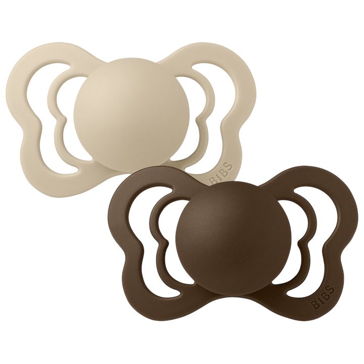 2 chupetas anatómicas silicone BIBS Couture vanilla | mocha