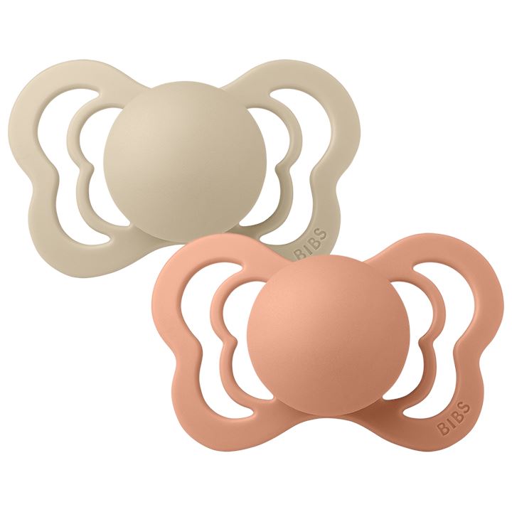 2 chupetas anatómicas silicone BIBS Couture vanilla | peach