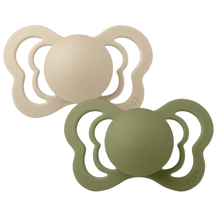 2 chupetas anatómicas silicone BIBS Couture vanilla | olive
