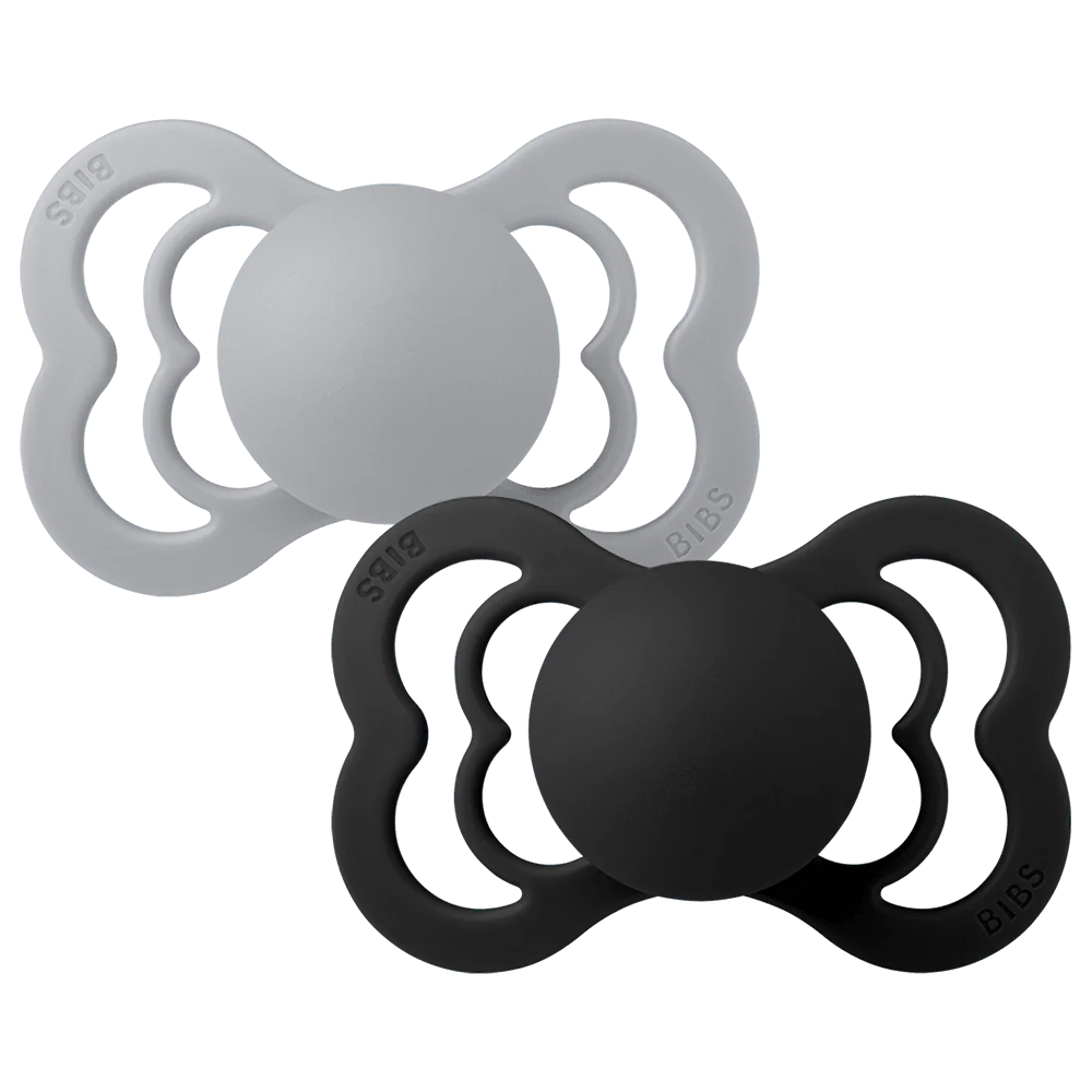 2 chupetas silicone simétricas BIBS Supreme cloud | black
