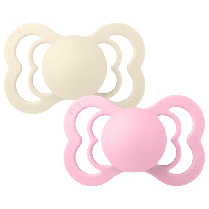 2-pack BIBS Supreme pacifier silicone ivory | baby pink Pacifier BIBS