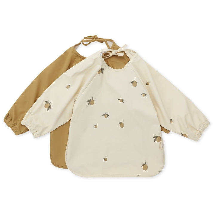 2-pack dinner bib long sleeve lemon Konges sløjd dinnerware Konges sløjd