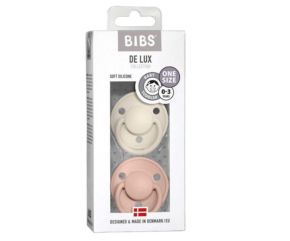 2-pack Bibs De Lux ivory | blush one size Pacifier BIBS