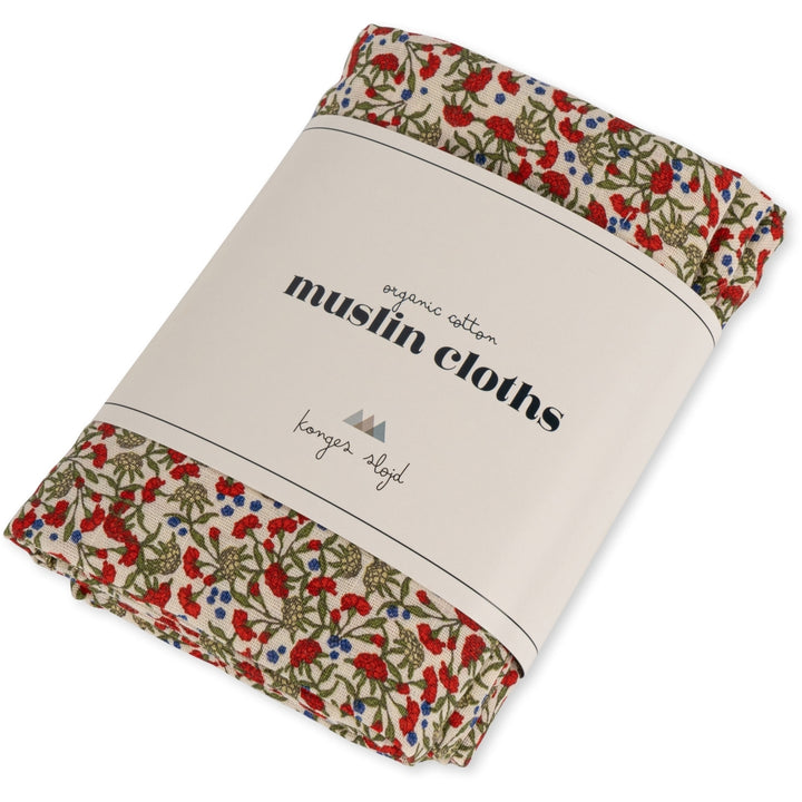 3 pack muslin cloth - carnations Konges sløjd Muslin Konges sløjd