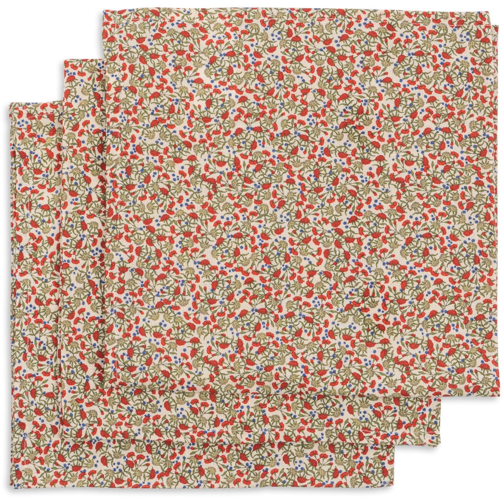 3 pack muslin cloth - carnations Konges sløjd Muslin Konges sløjd