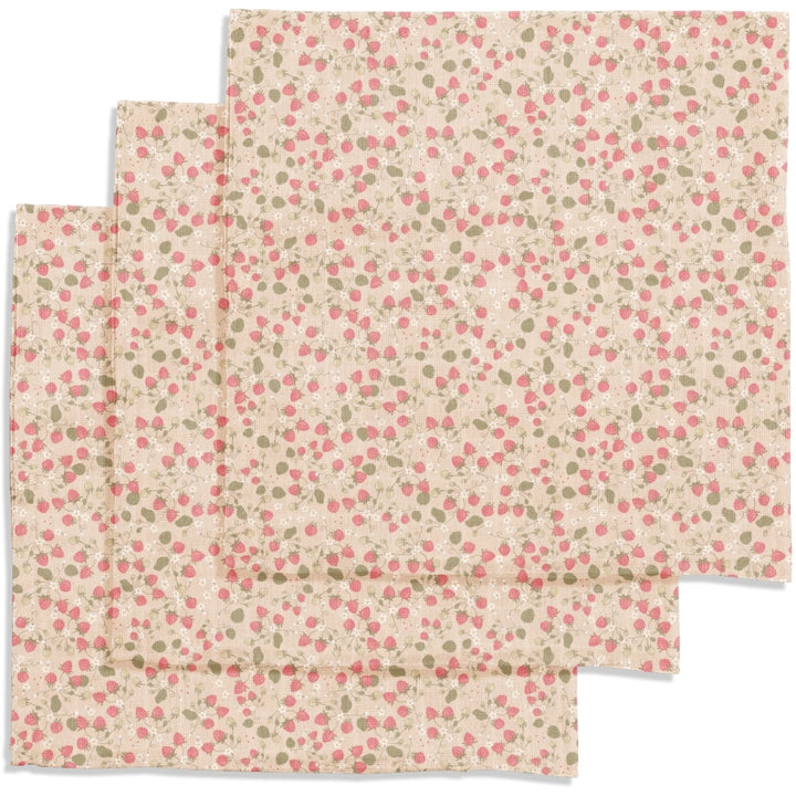 3 pack muslin cloth - strawberry fields Konges sløjd Muslin Konges sløjd