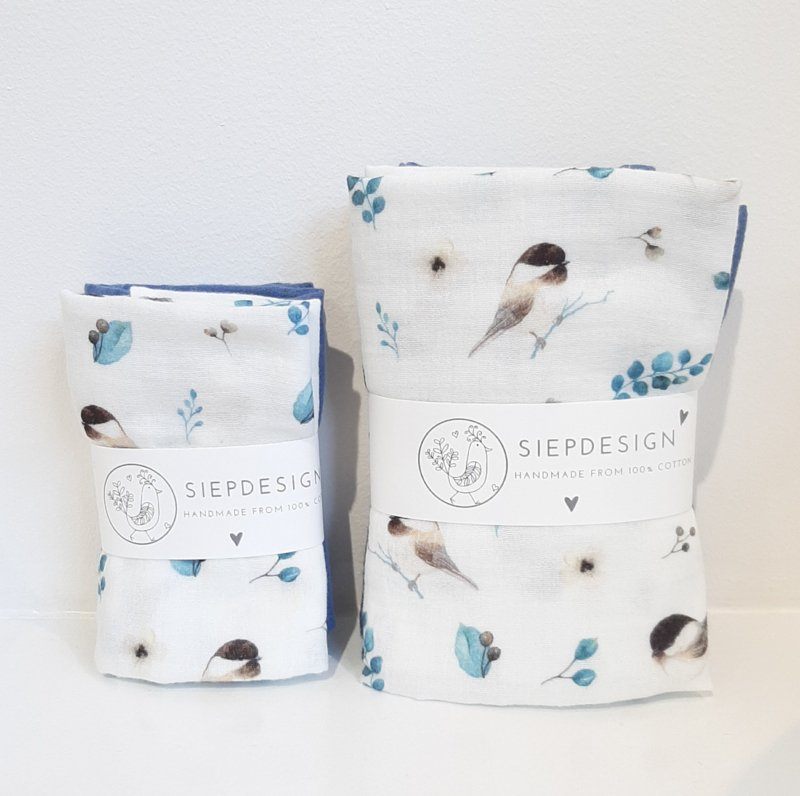 2 musselinas 30 x 50 cm birds jeans Muslins Siepdesign