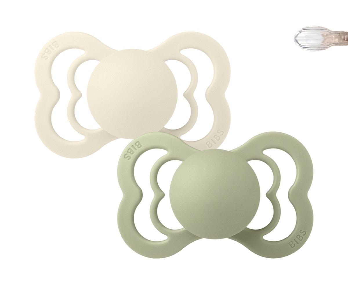 2-pack BIBS Supreme pacifier silicone ivory | sage Pacifier BIBS