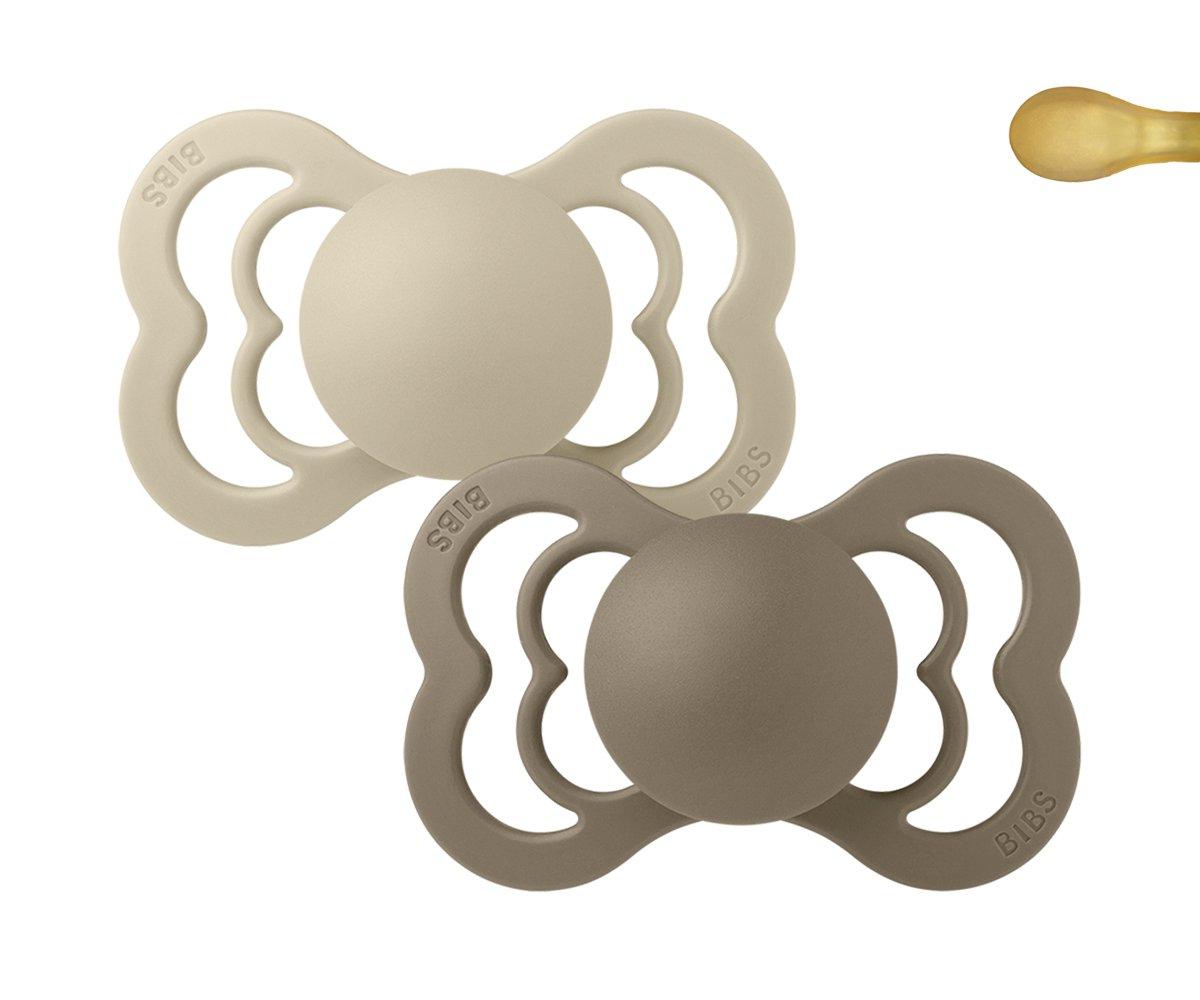 2 chupetas BIBS Supreme látex dark oak + vanilla Pacifier Bibs