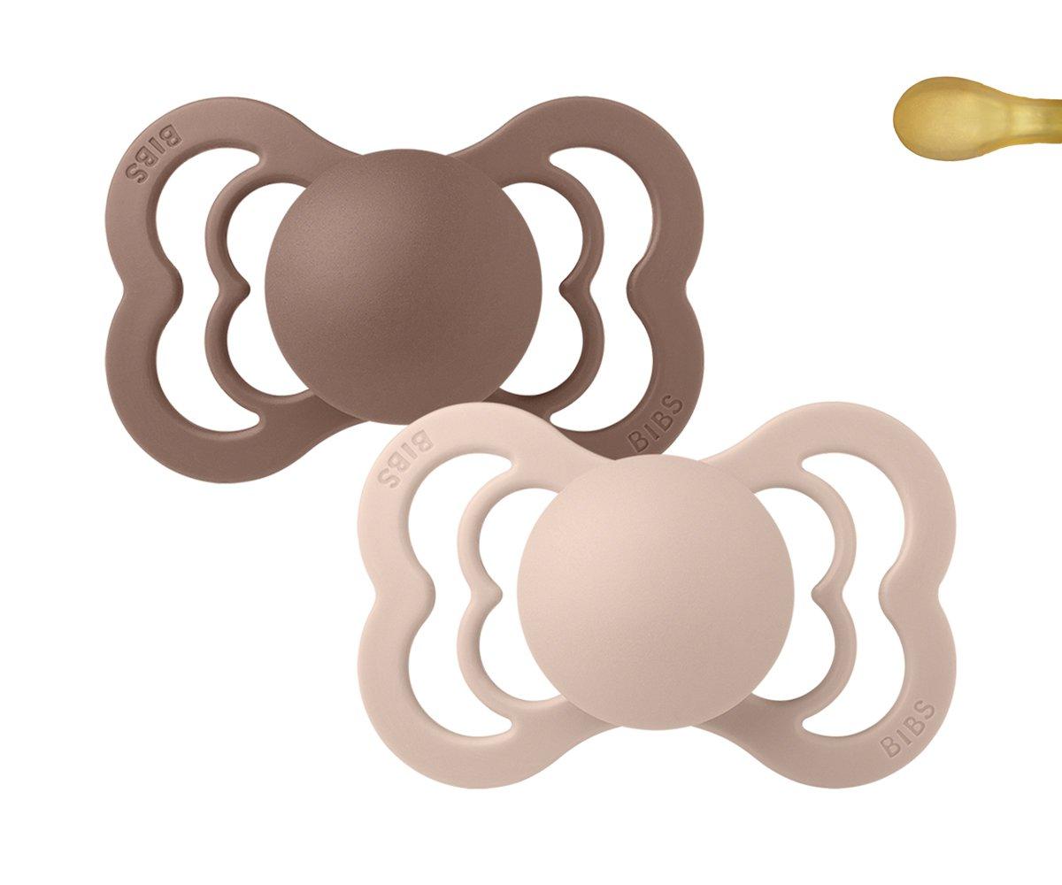 2 chupetas BIBS Supreme látex woodchuck | blush Pacifier BIBS
