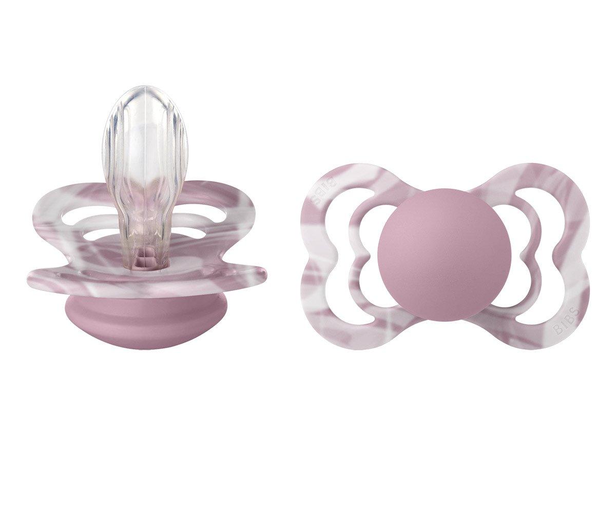 2-pack BIBS Supreme pacifier silicone tie dye heather | white tie dye BIBS