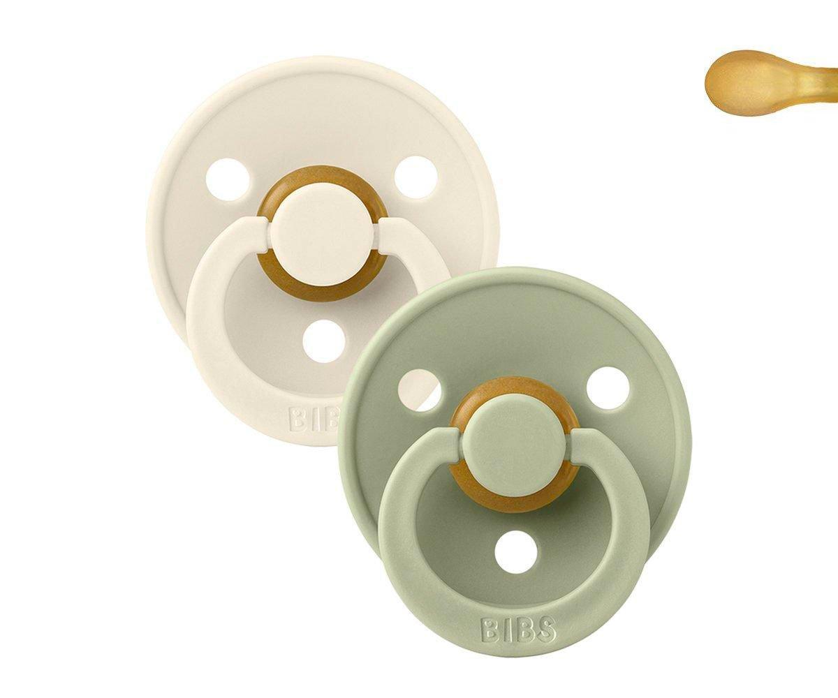 2 Chupetas BIBS Colour simétrica ivory | sage pacifier BIBS