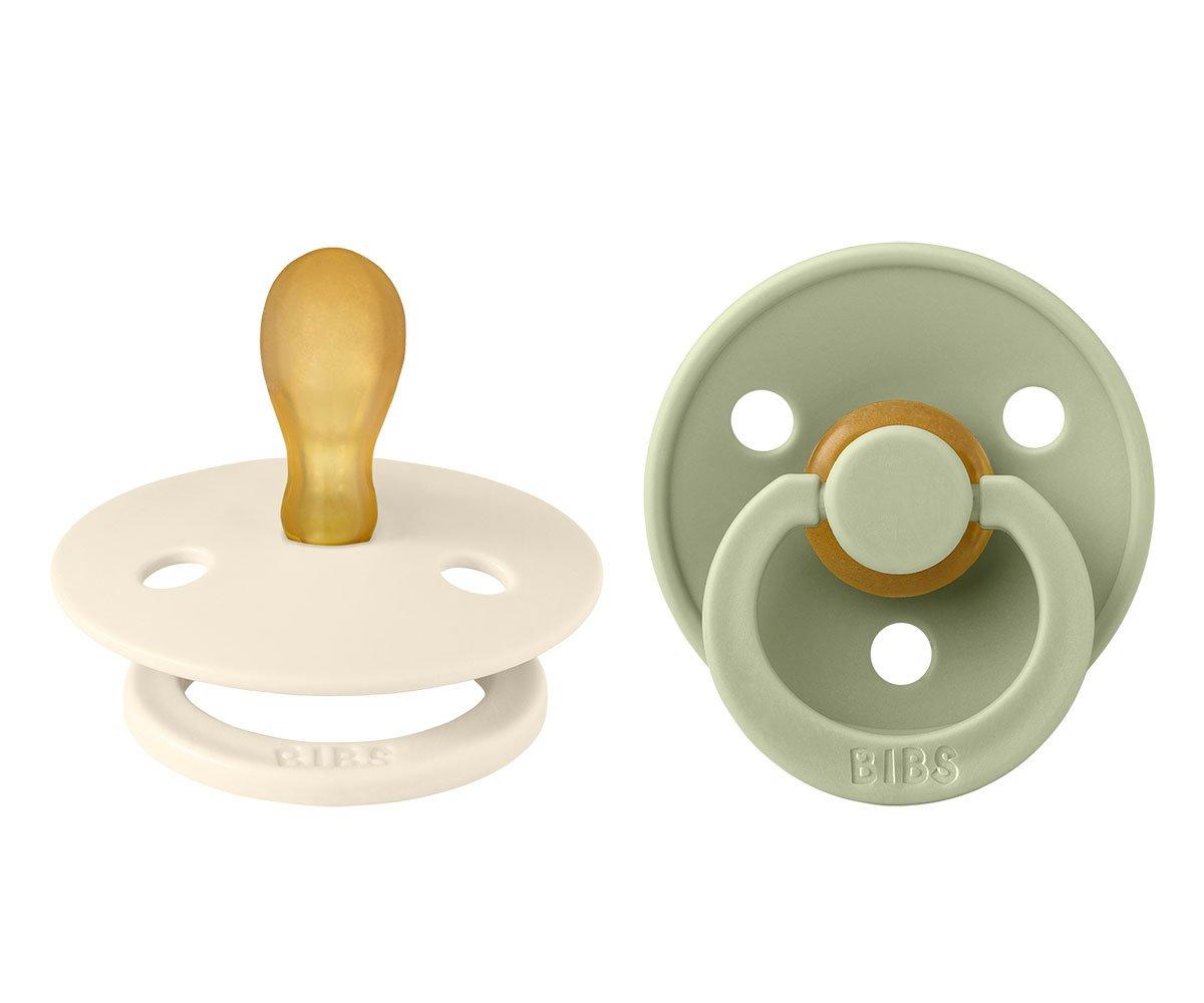 2 Chupetas BIBS Colour simétrica ivory | sage pacifier BIBS