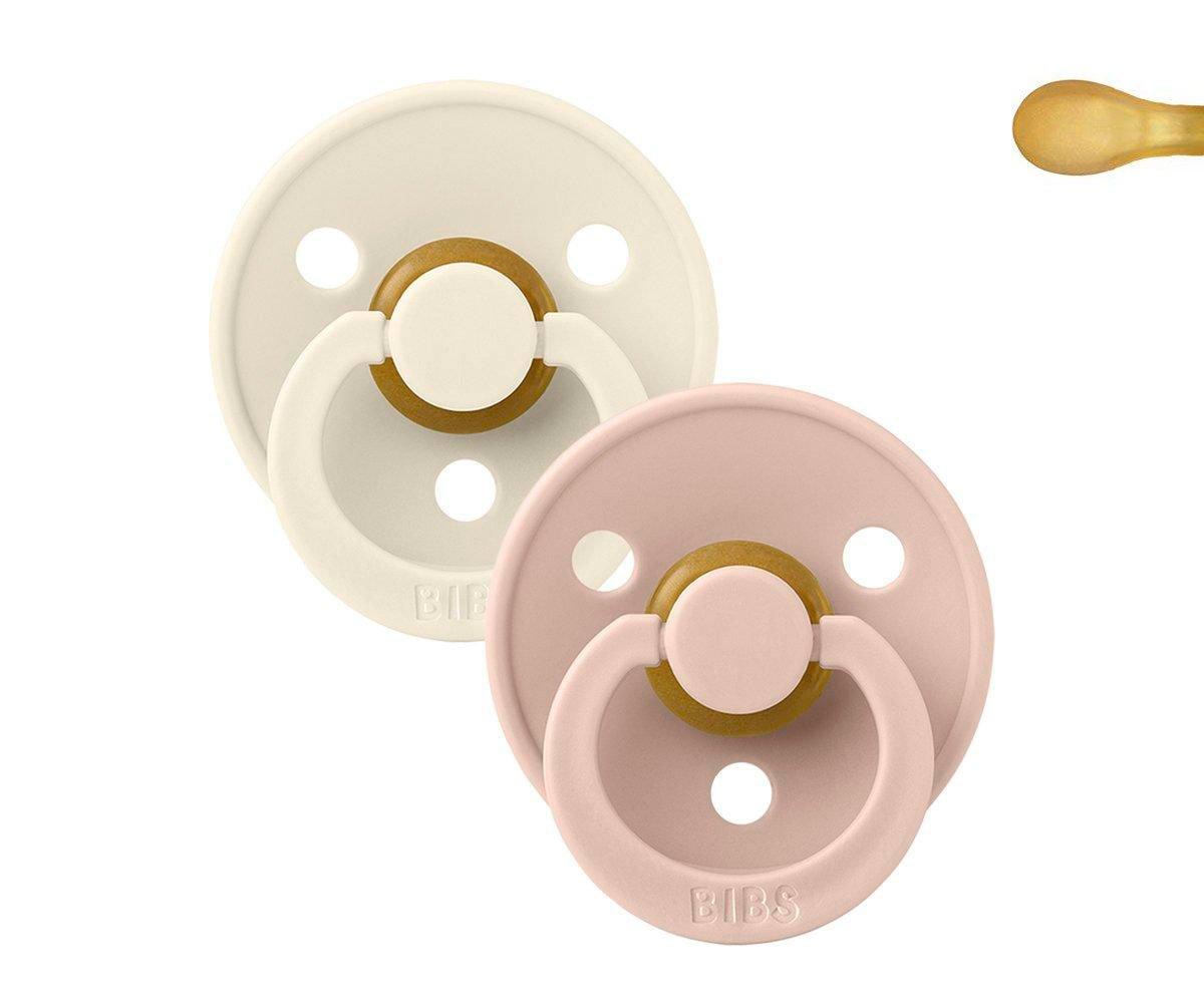 2 Chupetas BIBS Colour simétrica ivory | blush pacifier BIBS
