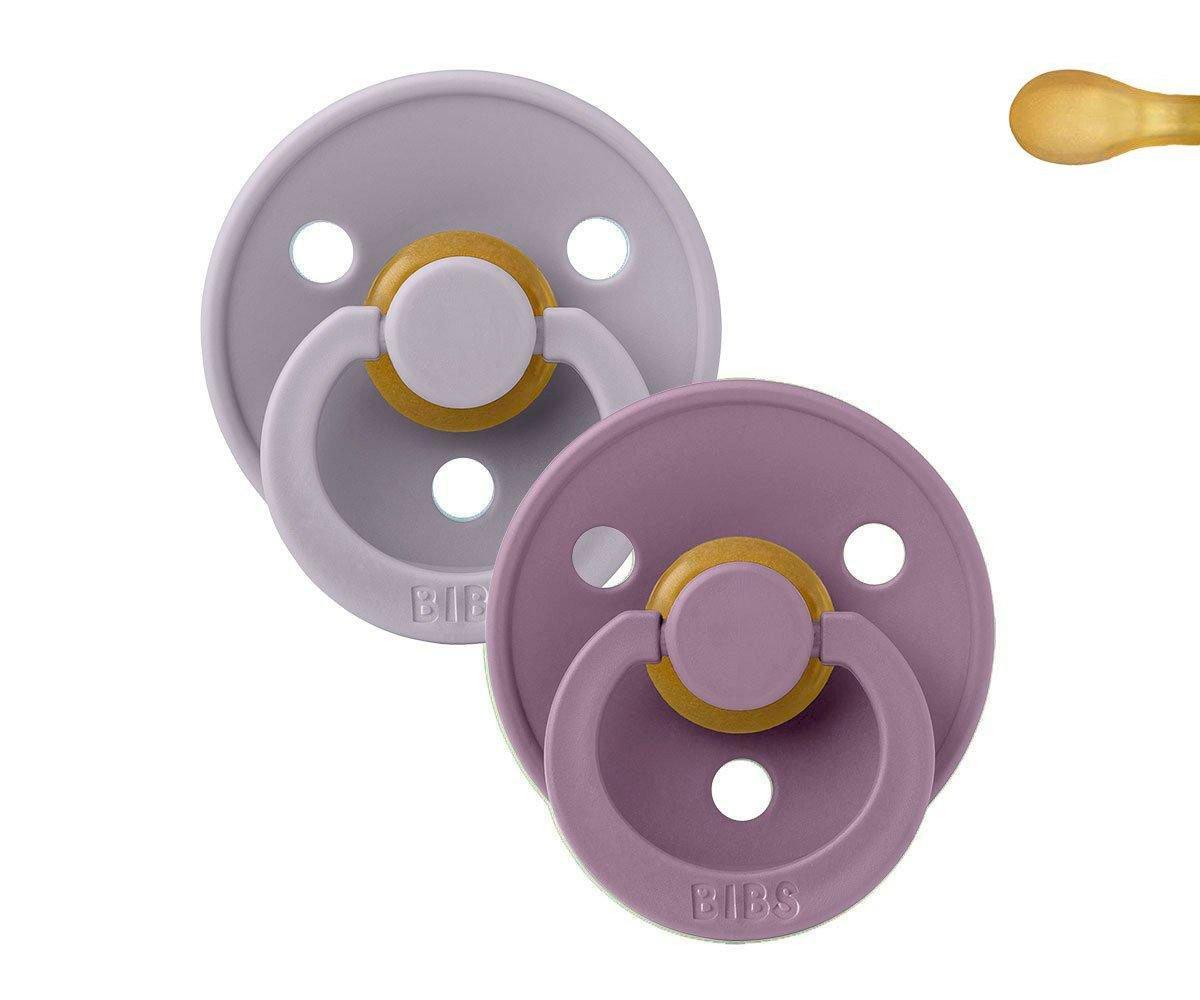 2 Chupetas BIBS Colour simétrica fossil grey | mauve pacifier BIBS