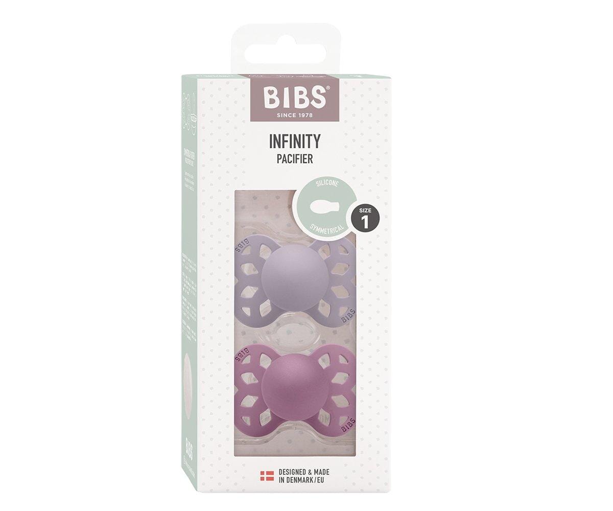 2 chupetas BIBS Infinity simétrica silicone fossil grey | mauve Pacifier BIBS
