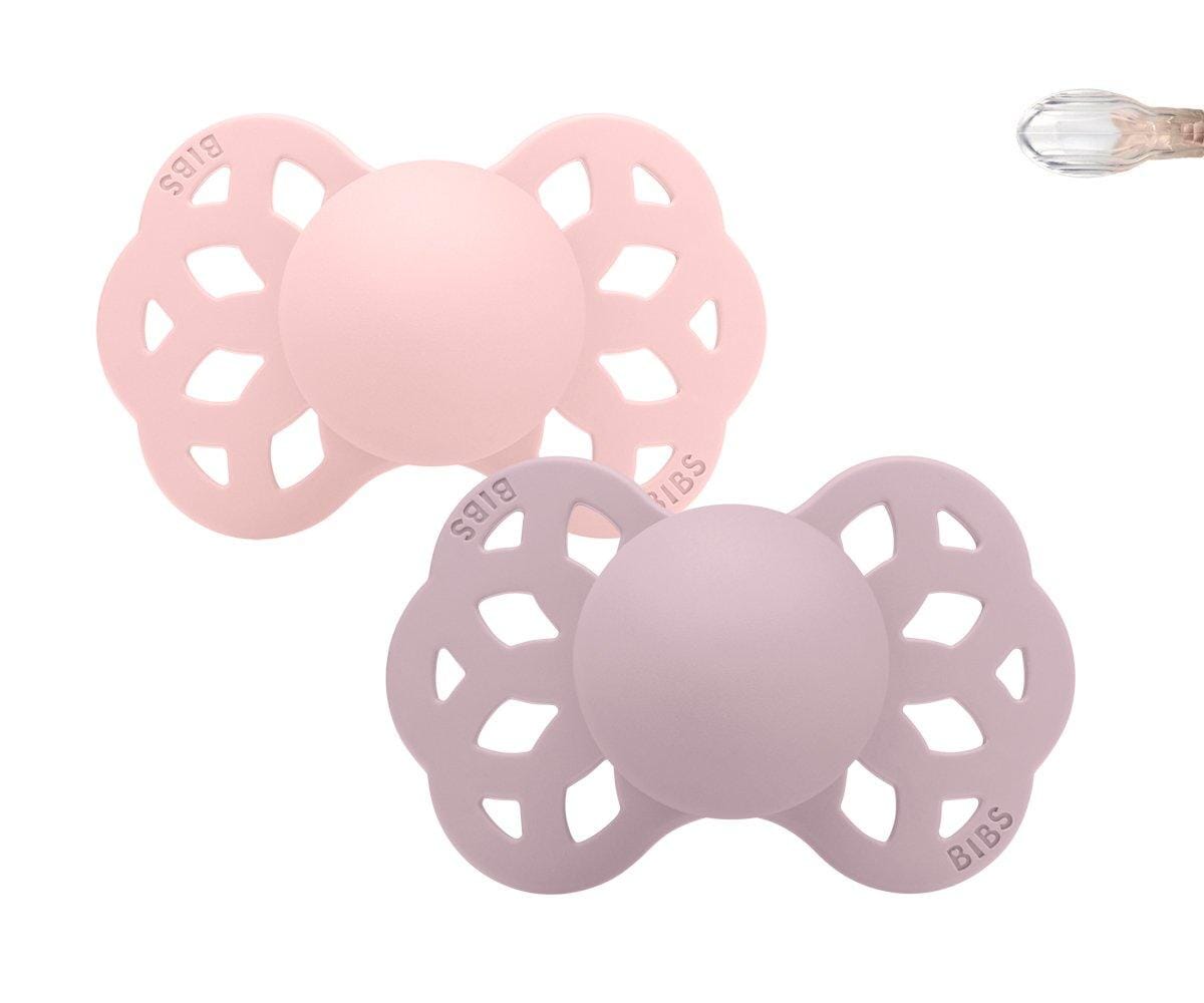 2 chupetas BIBS Infinity simétrica silicone blossom | dusky lilac pacifier BIBS