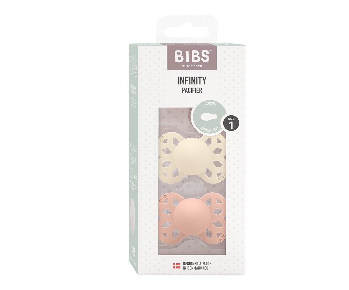 2 chupetas BIBS Infinity simétrica silicone blush | ivory pacifier BIBS