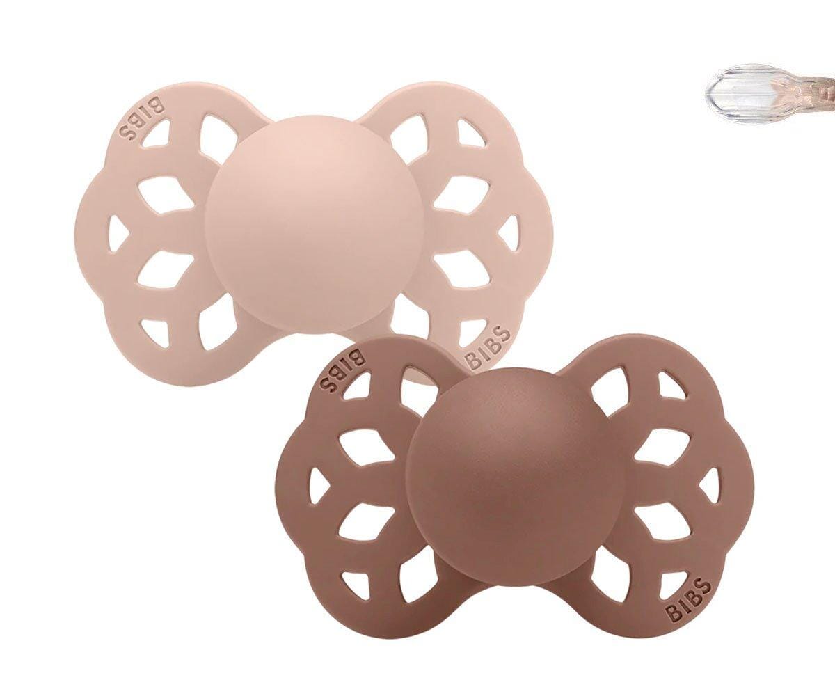 2 chupetas BIBS Infinity simétrica silicone blush | woodchuck pacifier BIBS