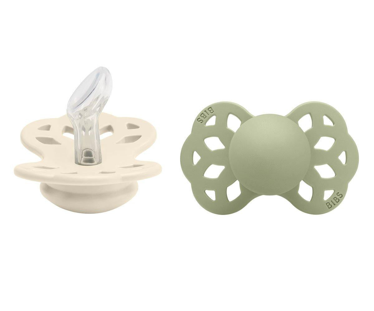 2 chupetas BIBS Infinity anatómica silicone ivory | sage