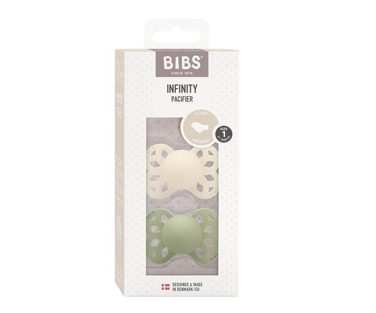 2 chupetas BIBS Infinity anatómica silicone ivory | sage