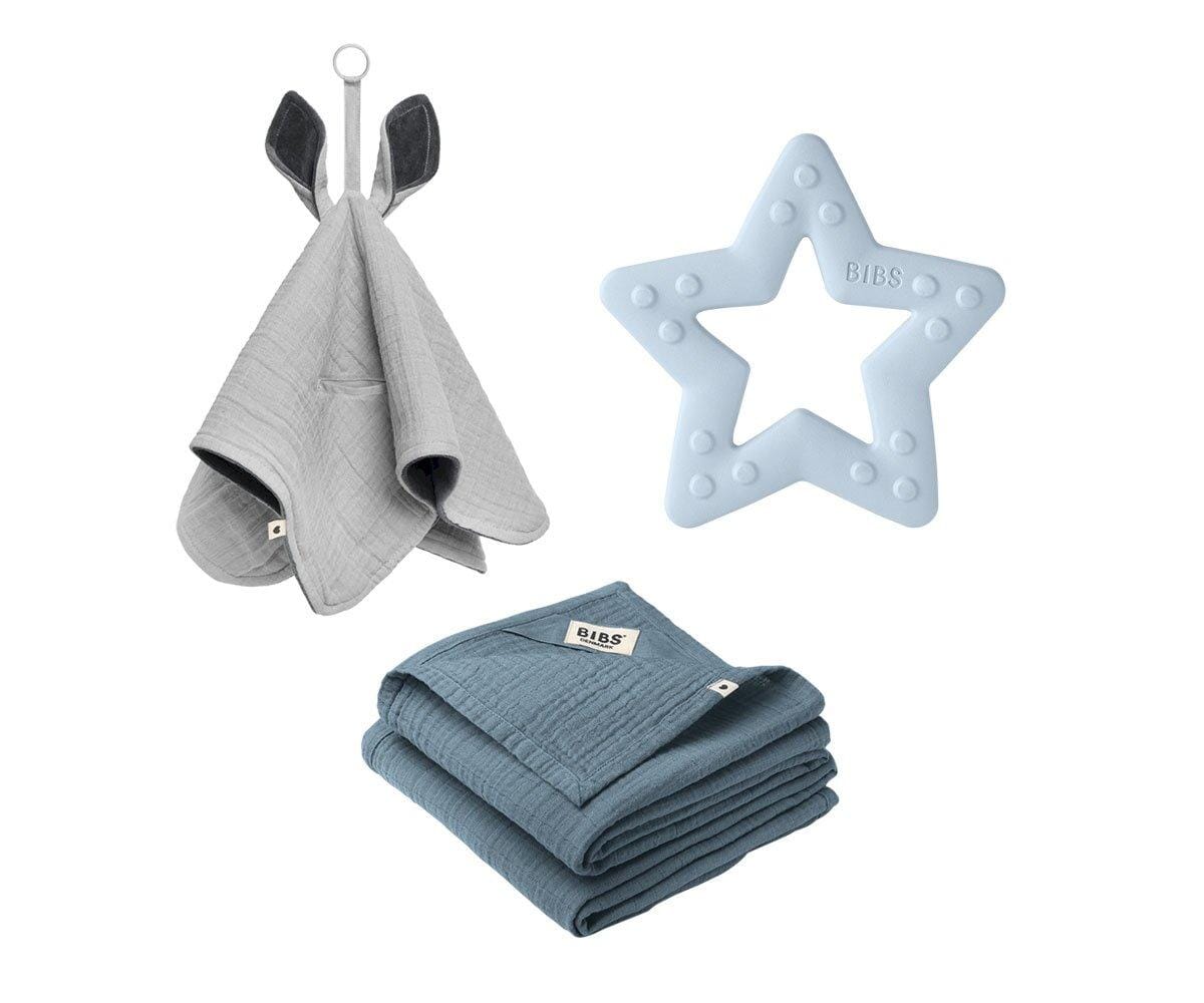 Gift pack baby shower baby blue BIBS Doudou Bibs