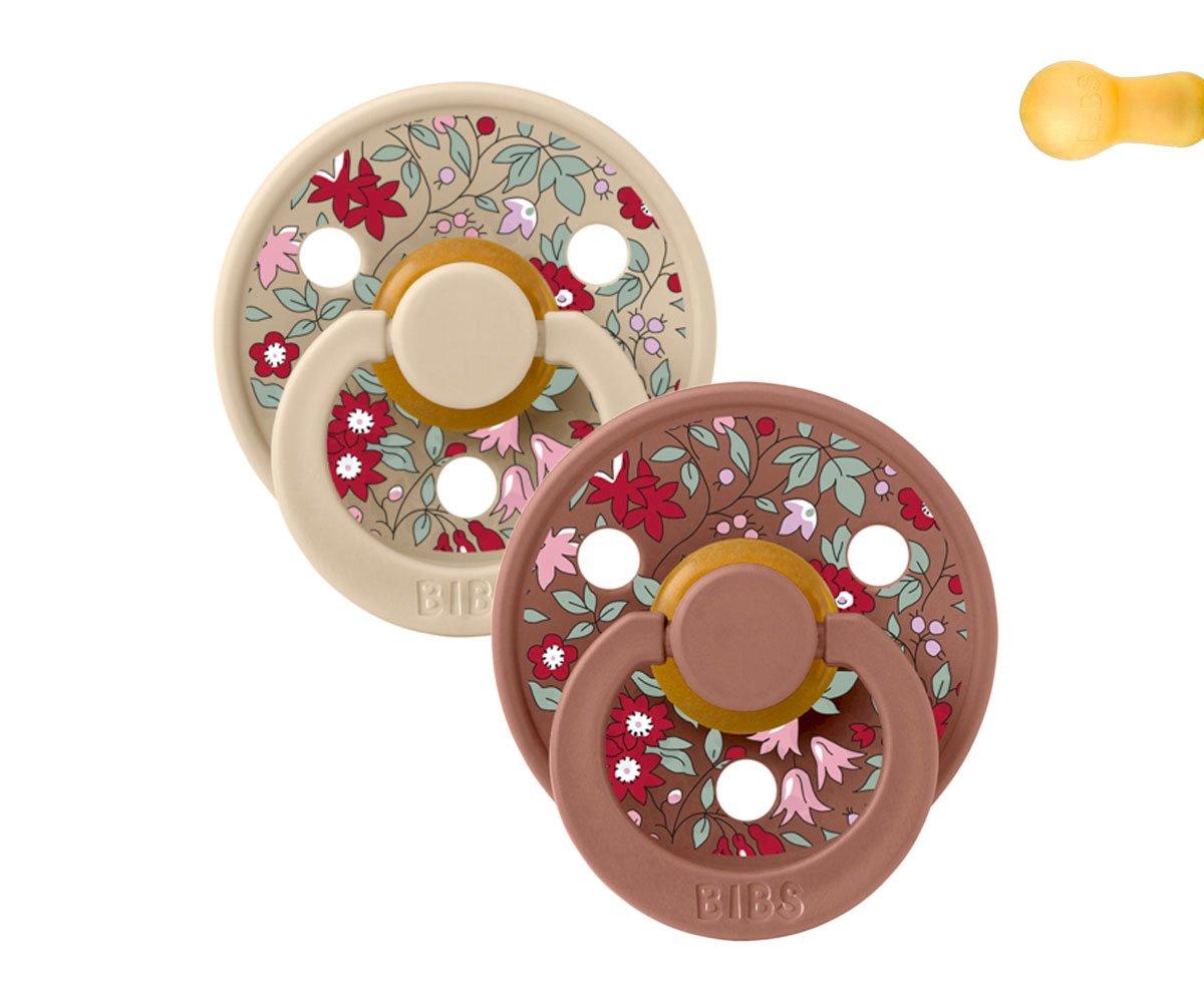 2 chupetas redondas BIBS x Liberty Colour chamomile lawn vanilla | woodchuck mix