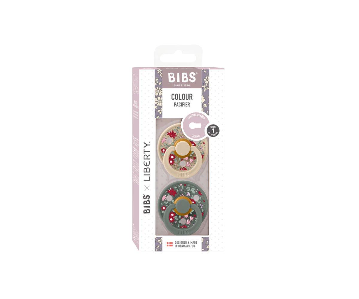 2 chupetas redondas BIBS x Liberty Colour chamomile lawn vanilla | pine mix