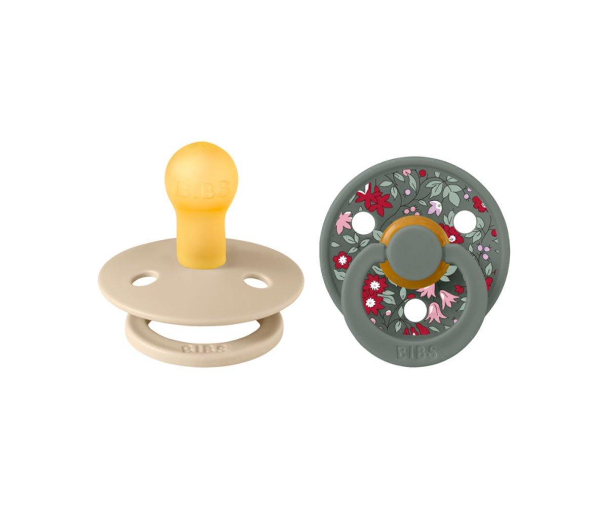 2 chupetas redondas BIBS x Liberty Colour chamomile lawn vanilla | pine mix