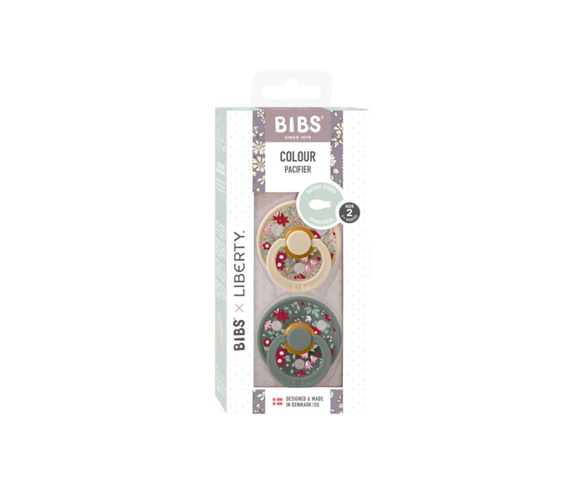 2 chupetas simétricas BIBS x Liberty Colour chamomile lawn pine mix