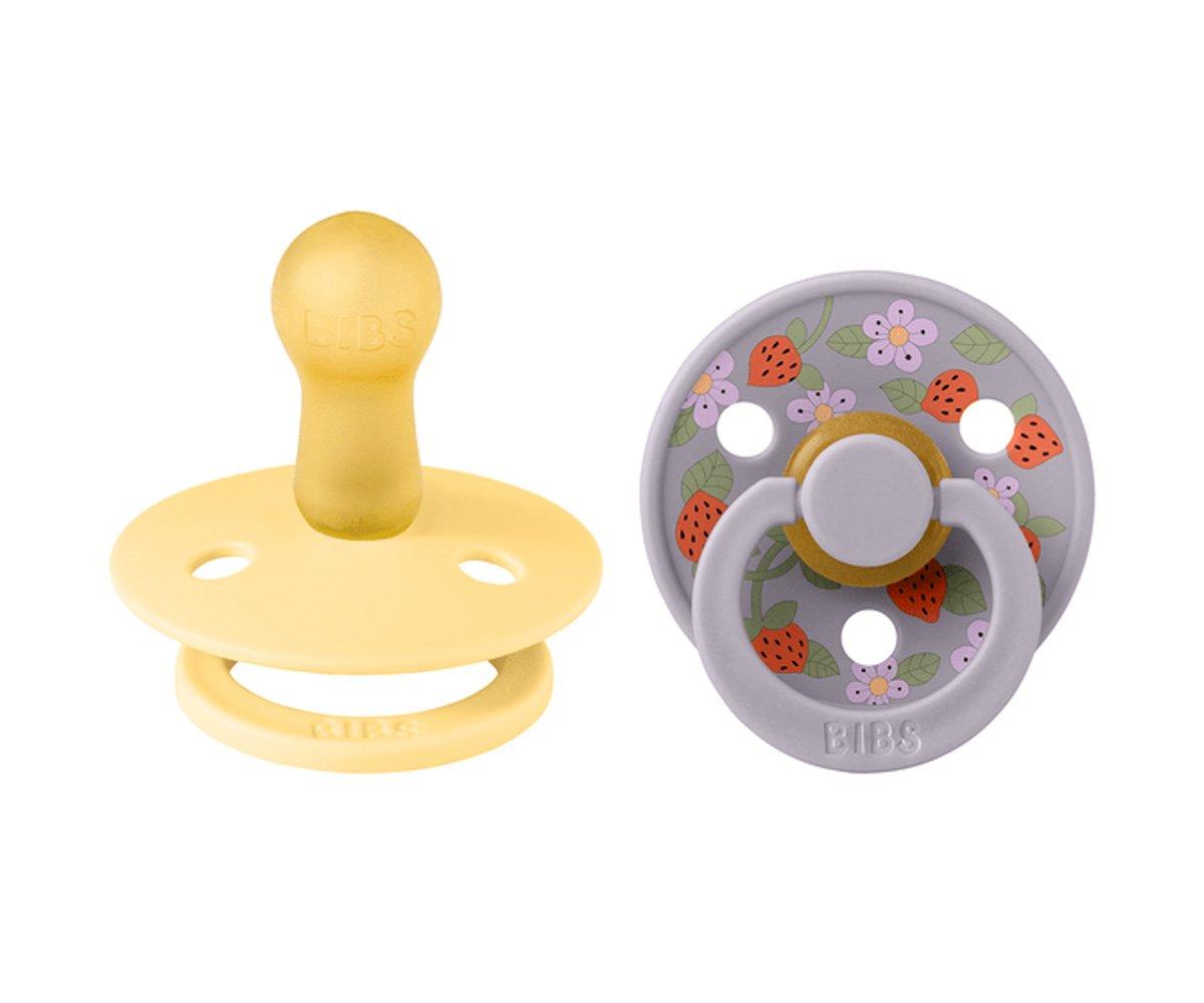 2 chupetas redondas BIBS x Liberty Colour strawberries & cream pale butter mix