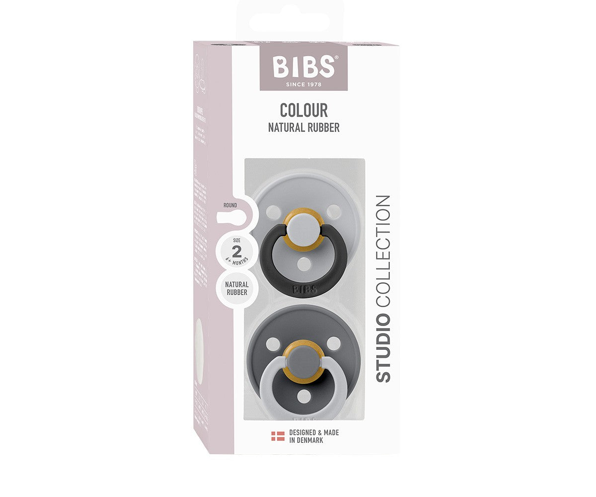 2 chupetas redondas BIBS Studio Colour Fusion Cloud Iron