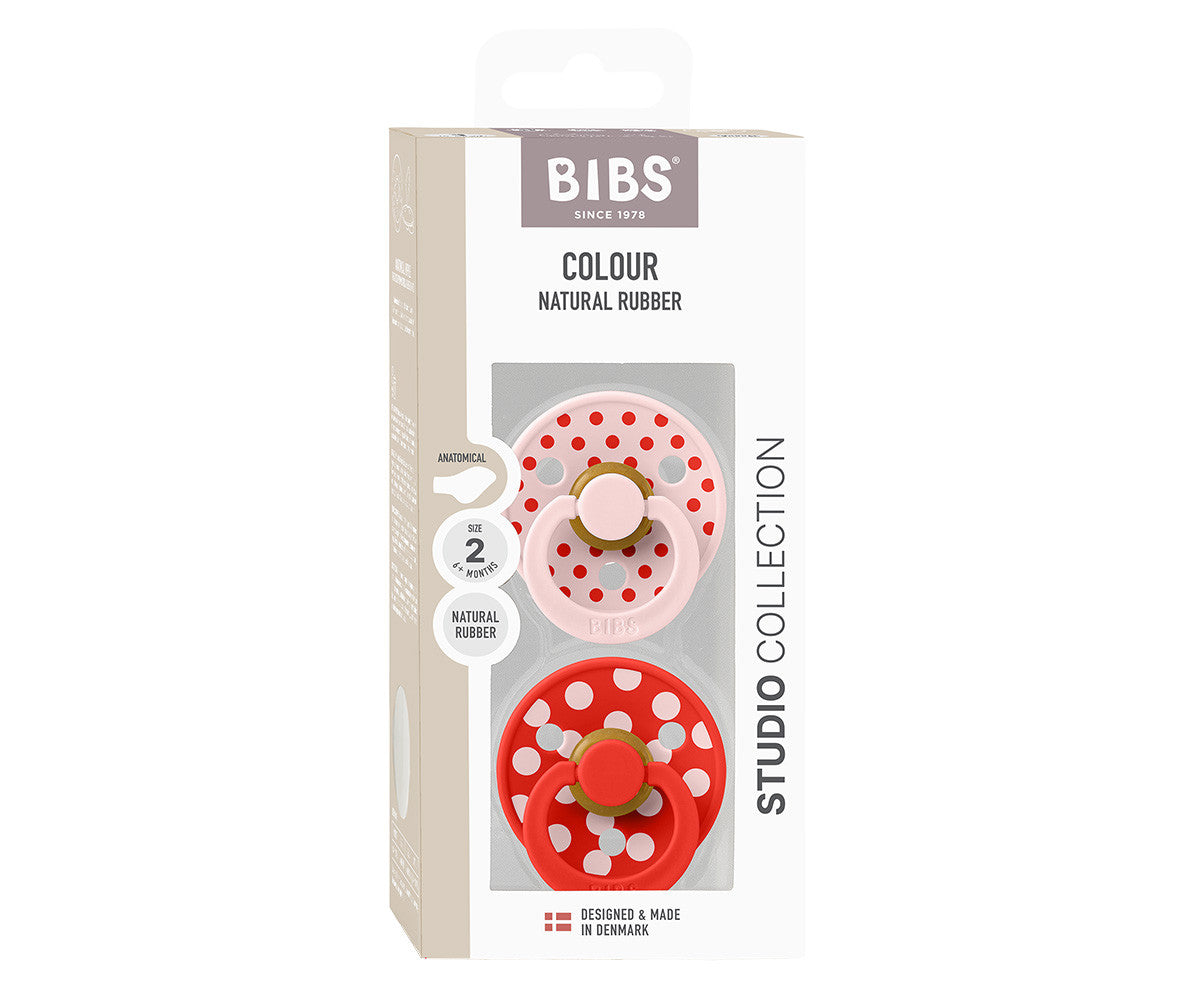 2 chupetas anatómicas BIBS Studio Bolinhas Blossom/Candy Apple