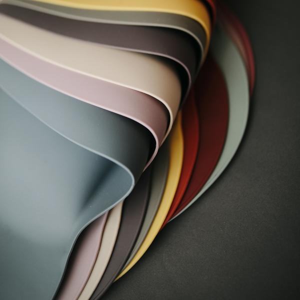 Silicone baby bib cambridge blue confetti mushie bib mushie