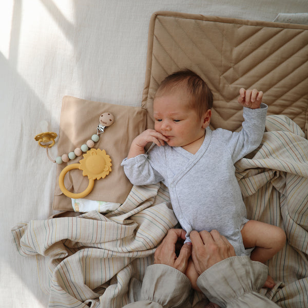 Mordedor leão soft yellow Teether mushie