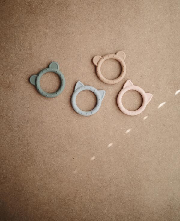 Teether cat blush mushie Teether mushie