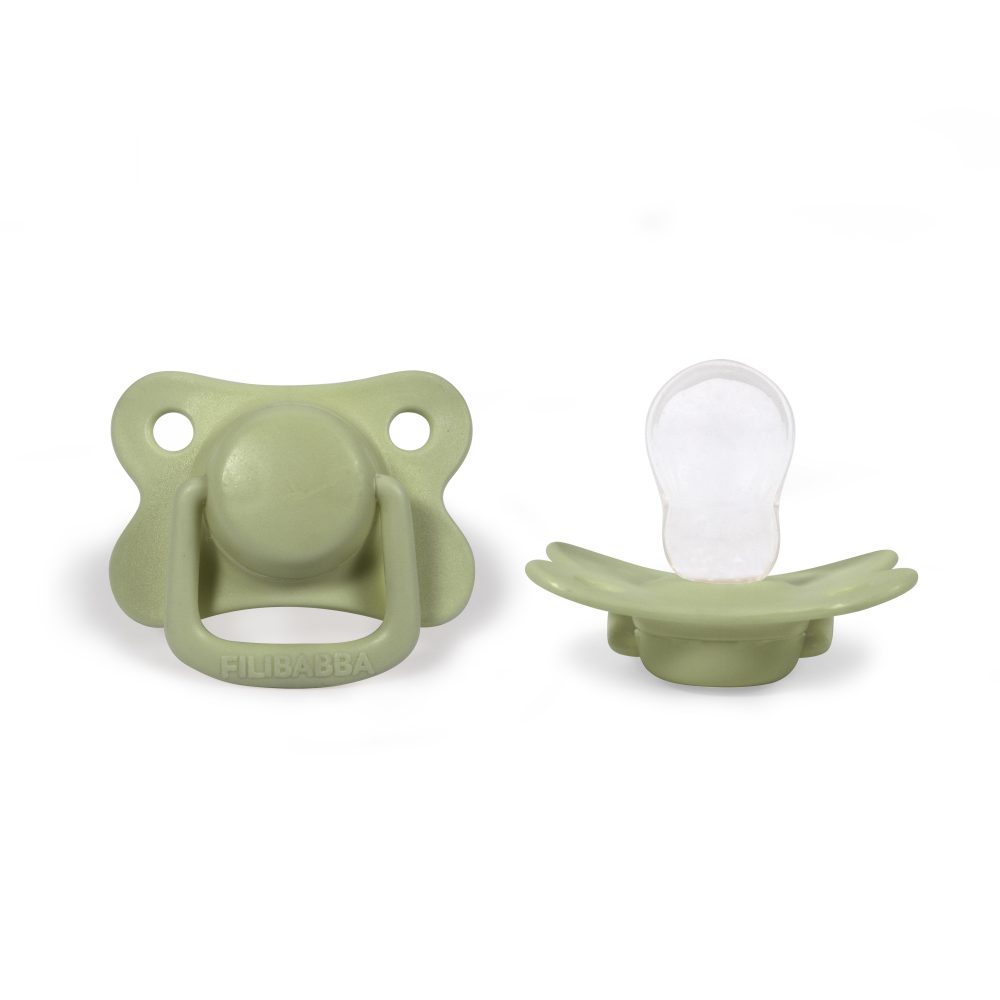 2 chupetas simétricas silicone pistacie