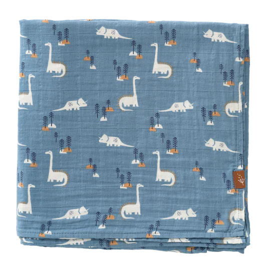 Musselina algodão orgânico 120 cm dino