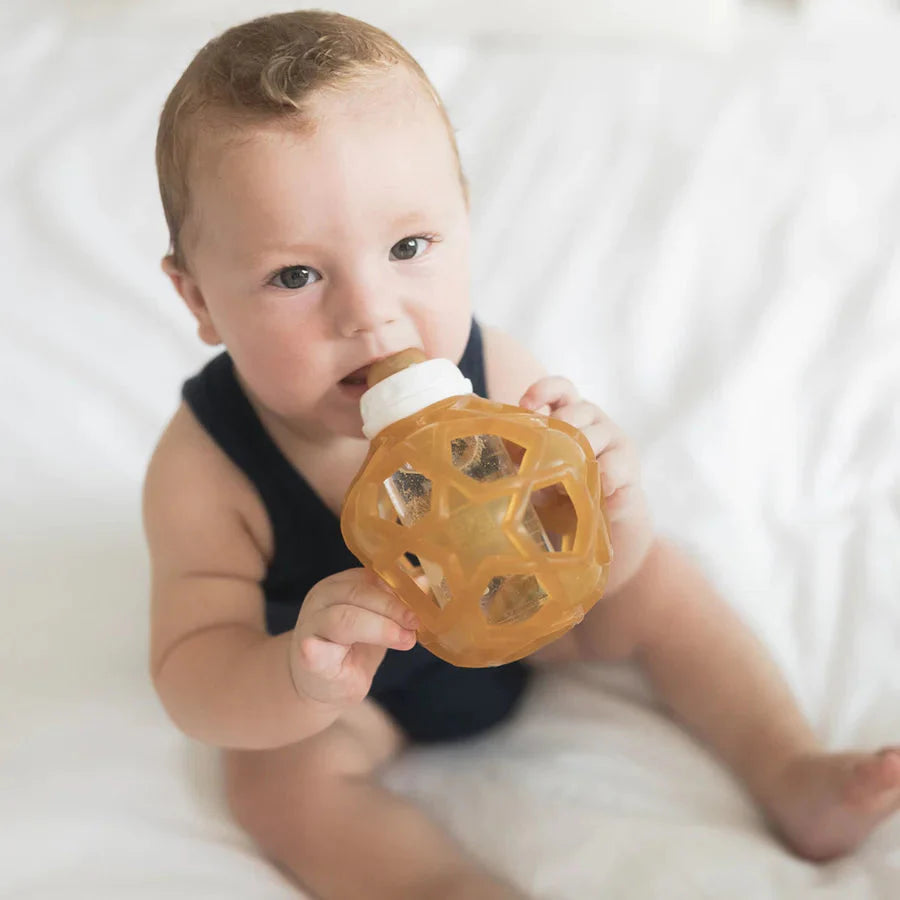 2 em 1 Biberão de vidro + bola de estrelas natural Biberão Hevea