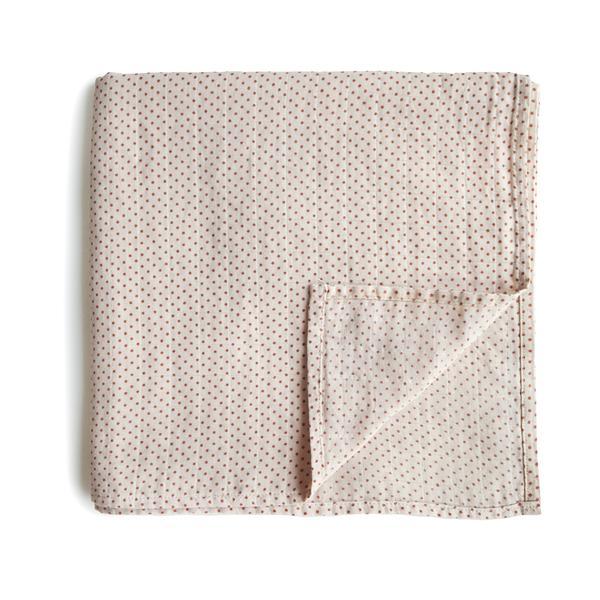 Muslin swaddle caramel polka dot mushie muslin mushie