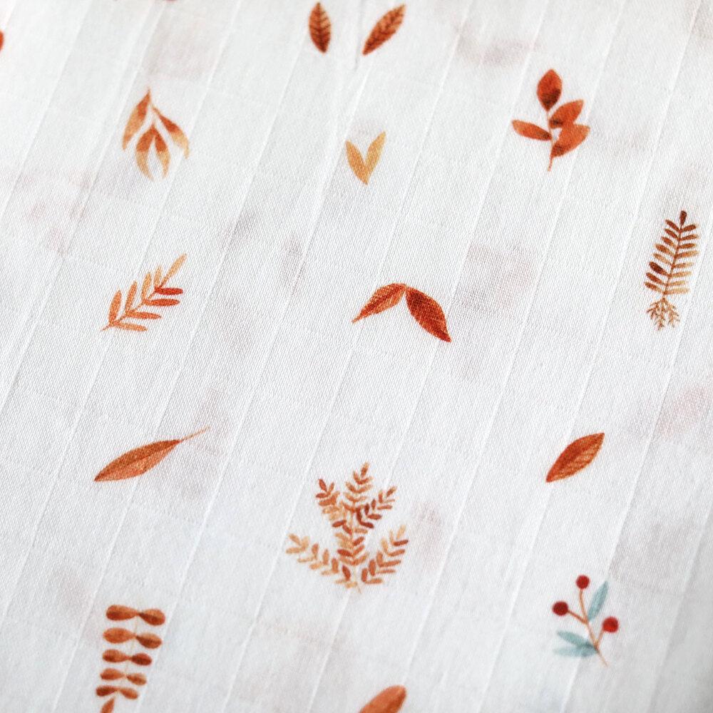 Musselina 120 cm folhas Muslins Fox in the attic