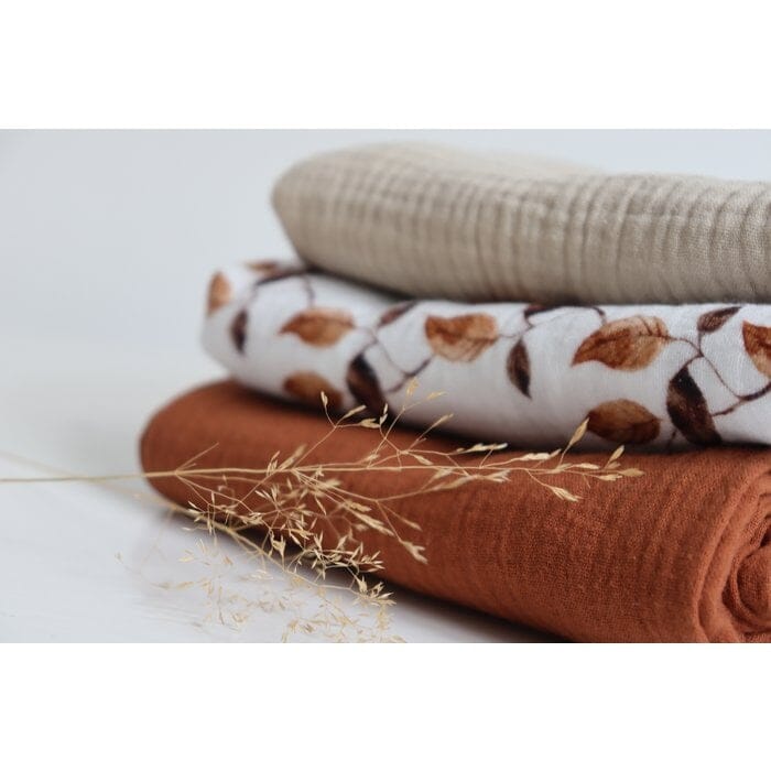 2 musselinas 30 x 50 cm folhinhas castanhas sand Muslins Siepdesign