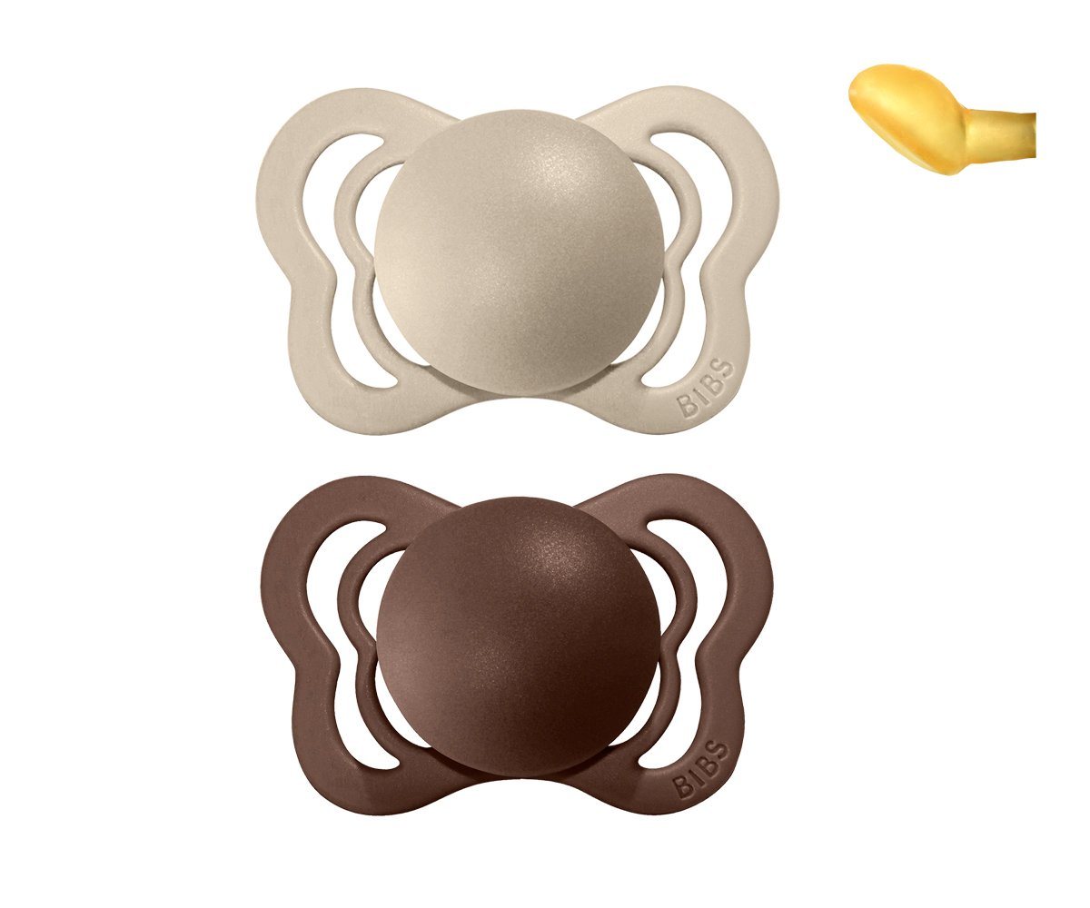 2-pack Bibs couture pacifier latex 0-6 M mocha + vanilla Pacifier Bibs