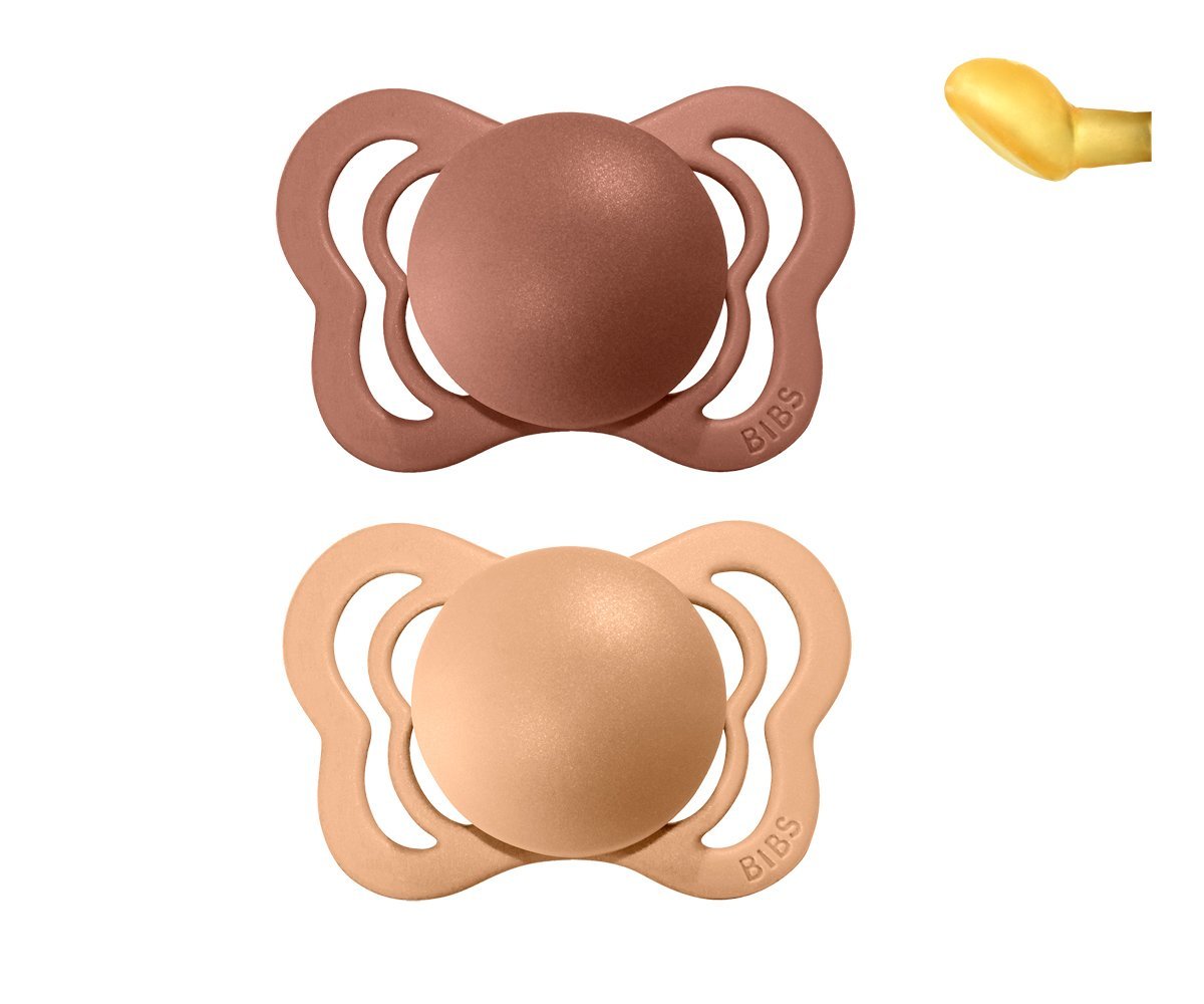 2-pack Bibs couture pacifier latex 0-6 M woodchuck + peach Pacifier Bibs