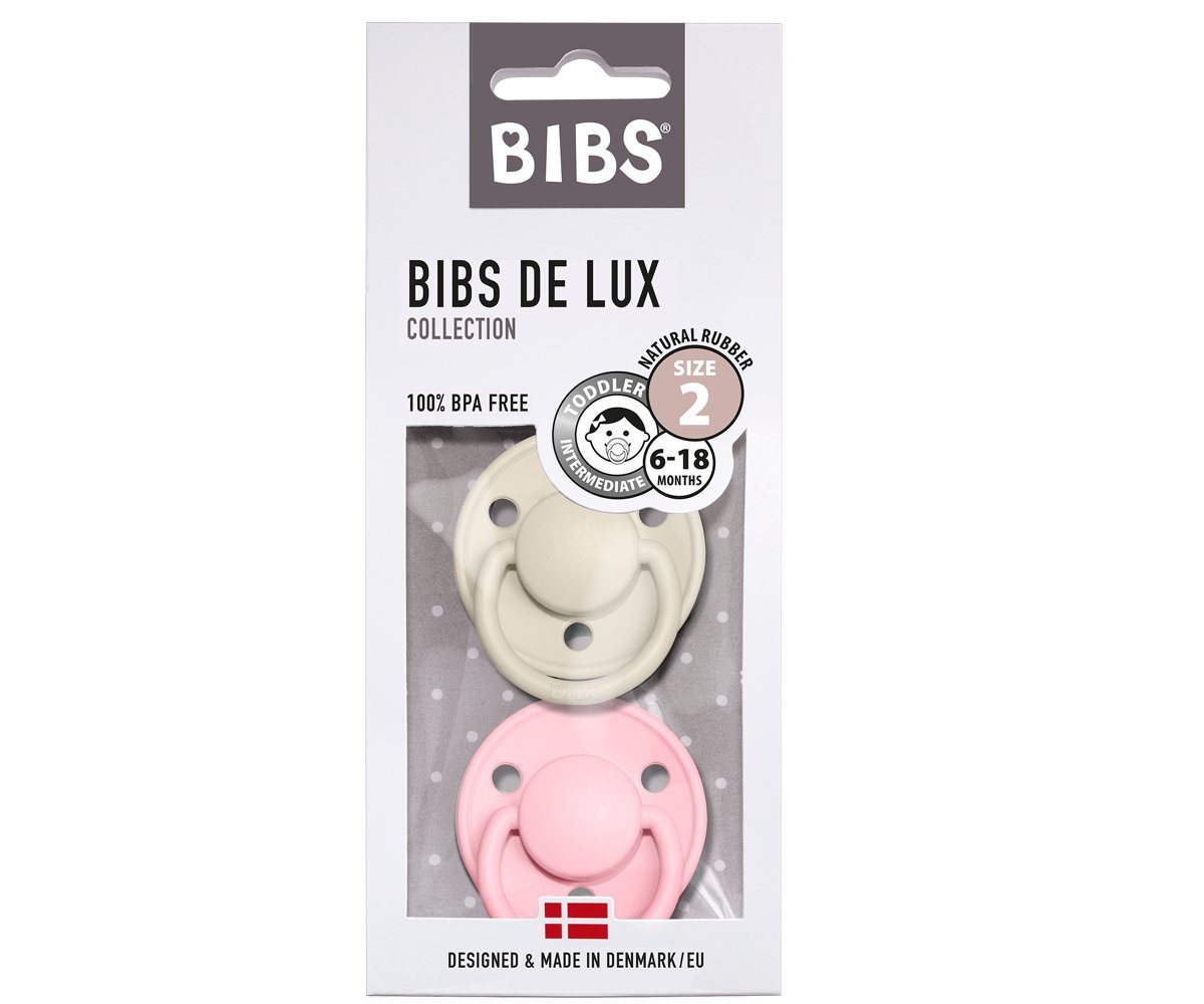 2-pack Bibs De Lux 6-18 M ivory baby pink Pacifier Bibs